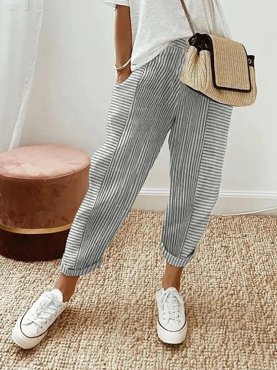 FENNA - BAUMWOLLHOSE MIT STREIFEN