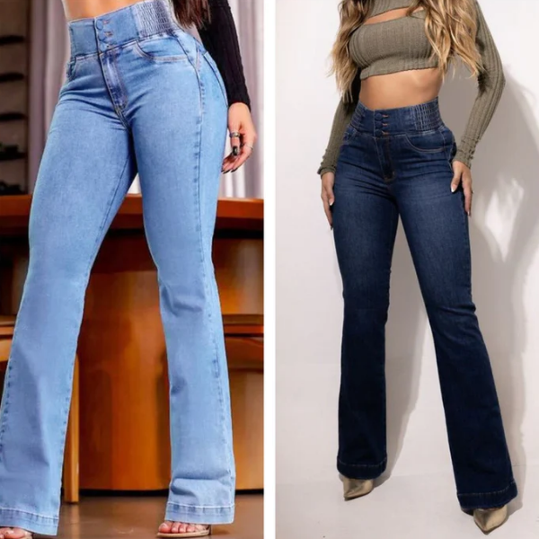 AYSUN - ELASTISCHE AUSGESTELLTE JEANS MIT HOHER TAILLE