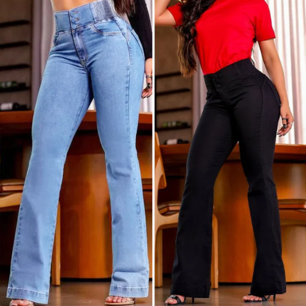 AYSUN - ELASTISCHE AUSGESTELLTE JEANS MIT HOHER TAILLE