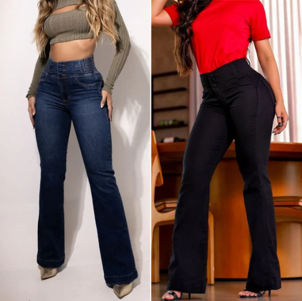 AYSUN - ELASTISCHE AUSGESTELLTE JEANS MIT HOHER TAILLE