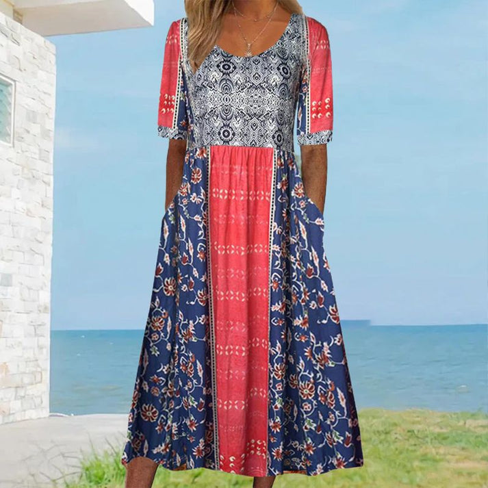 ELARA – MIDIKLEID AUS BEDRUCKTER BAUMWOLLE