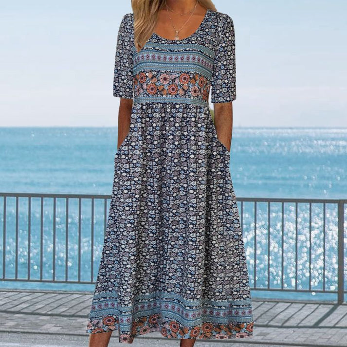 ELARA – MIDIKLEID AUS BEDRUCKTER BAUMWOLLE
