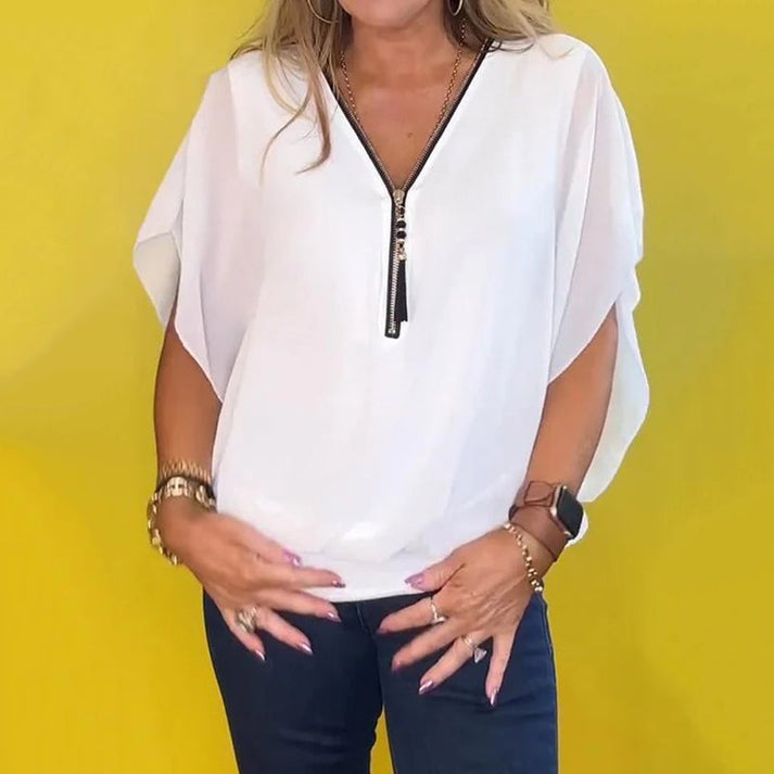 FREDERIKA - CHIFFONTOP MIT REIẞVERSCHLUSS