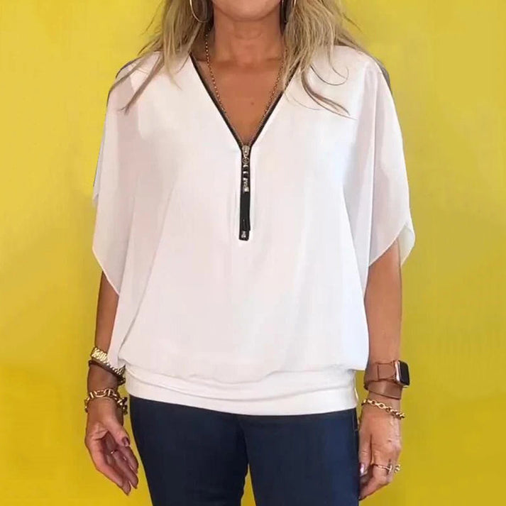 FREDERIKA - CHIFFONTOP MIT REIẞVERSCHLUSS