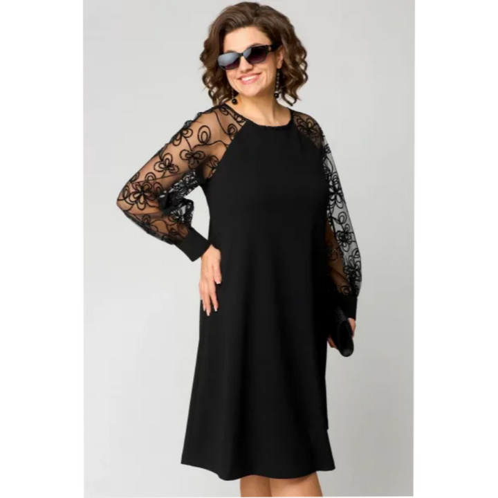 MALEA - KLEID MIT BESTICKTEN ÄRMELN