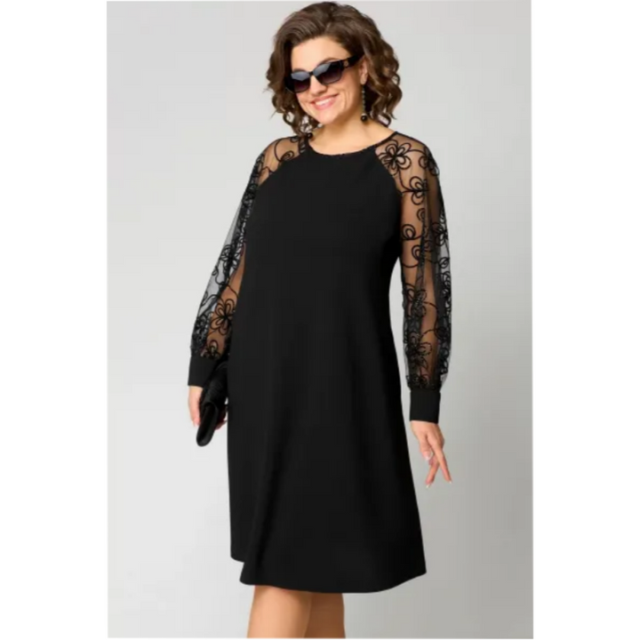 MALEA - KLEID MIT BESTICKTEN ÄRMELN
