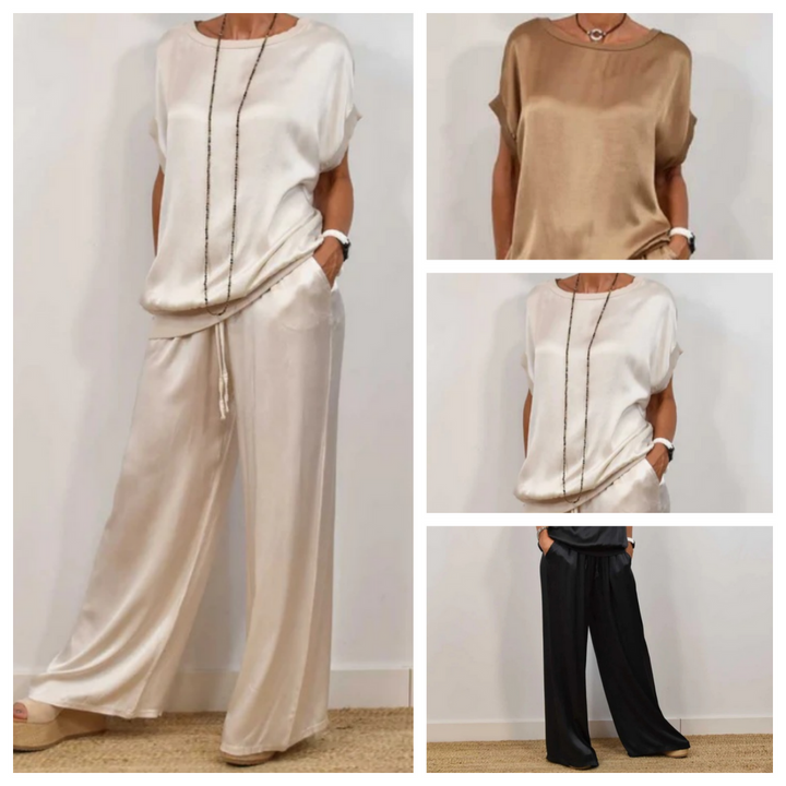 DENISE - SET AUS SATINTOP UND FLIESSENDER HOSE