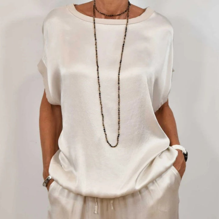 DENISE - SET AUS SATINTOP UND FLIESSENDER HOSE