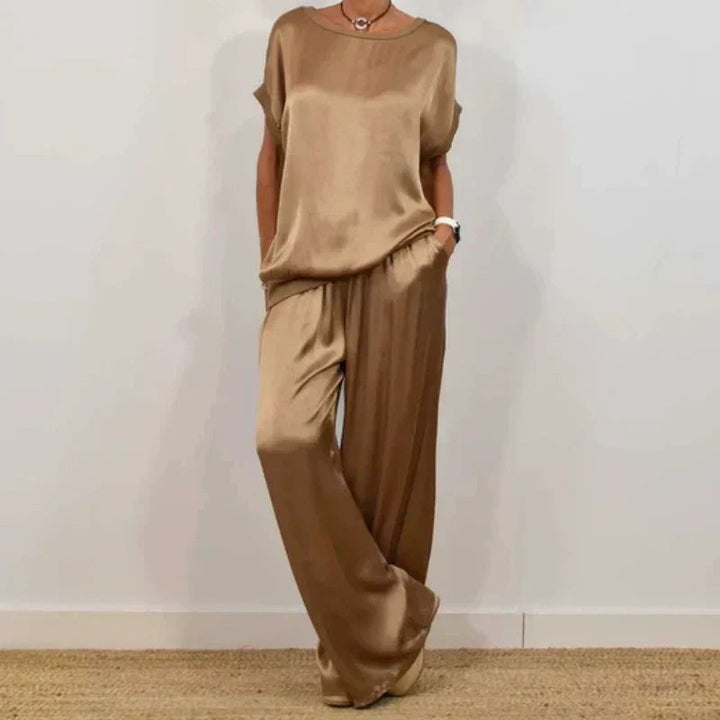 DENISE - SET AUS SATINTOP UND FLIESSENDER HOSE
