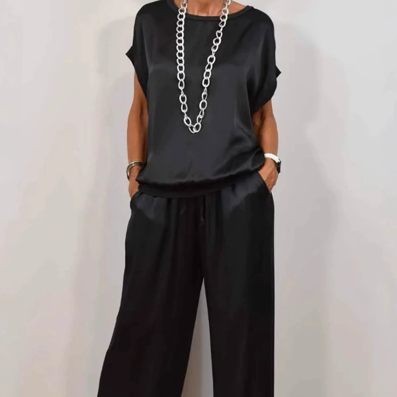 DENISE - SET AUS SATINTOP UND FLIESSENDER HOSE