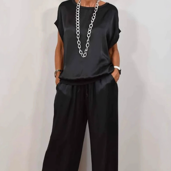 DENISE - SET AUS SATINTOP UND FLIESSENDER HOSE