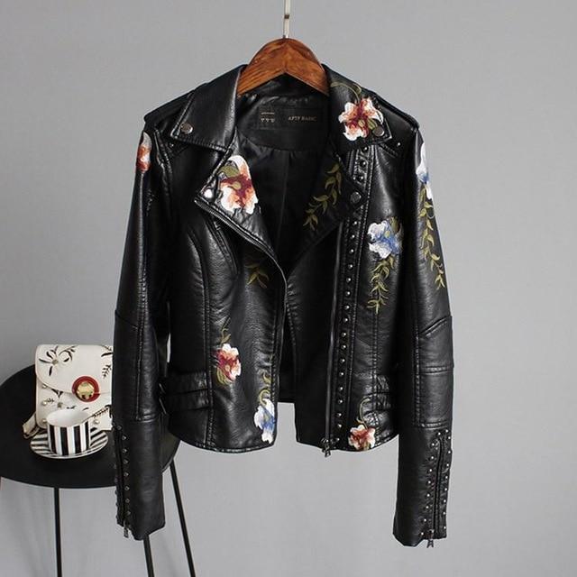 NIXIE - JACKE AUS BESTICKTEM LEDER
