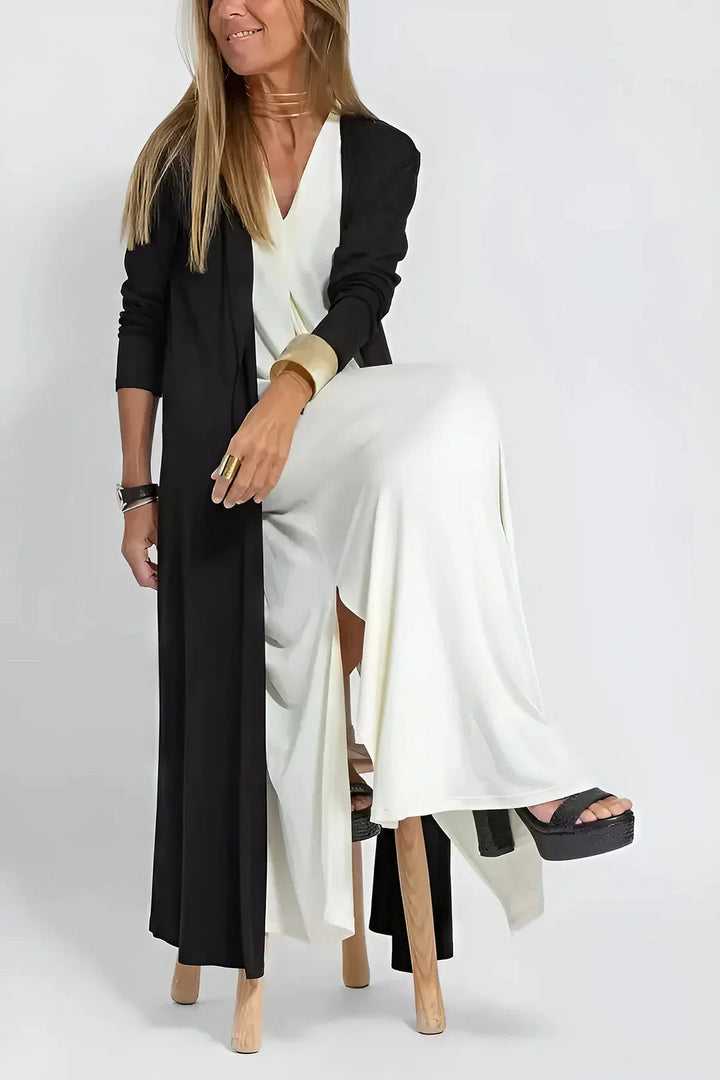 FLORENTINE - ELEGANTES LANGES KLEID MIT STRICKJACKE