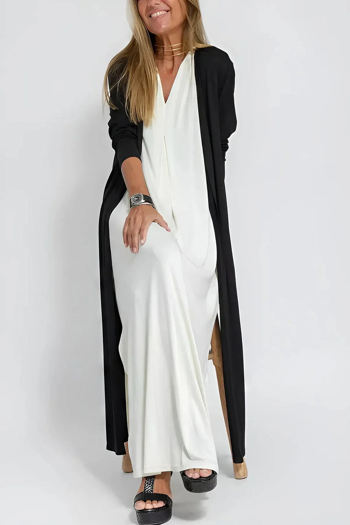 FLORENTINE - ELEGANTES LANGES KLEID MIT STRICKJACKE