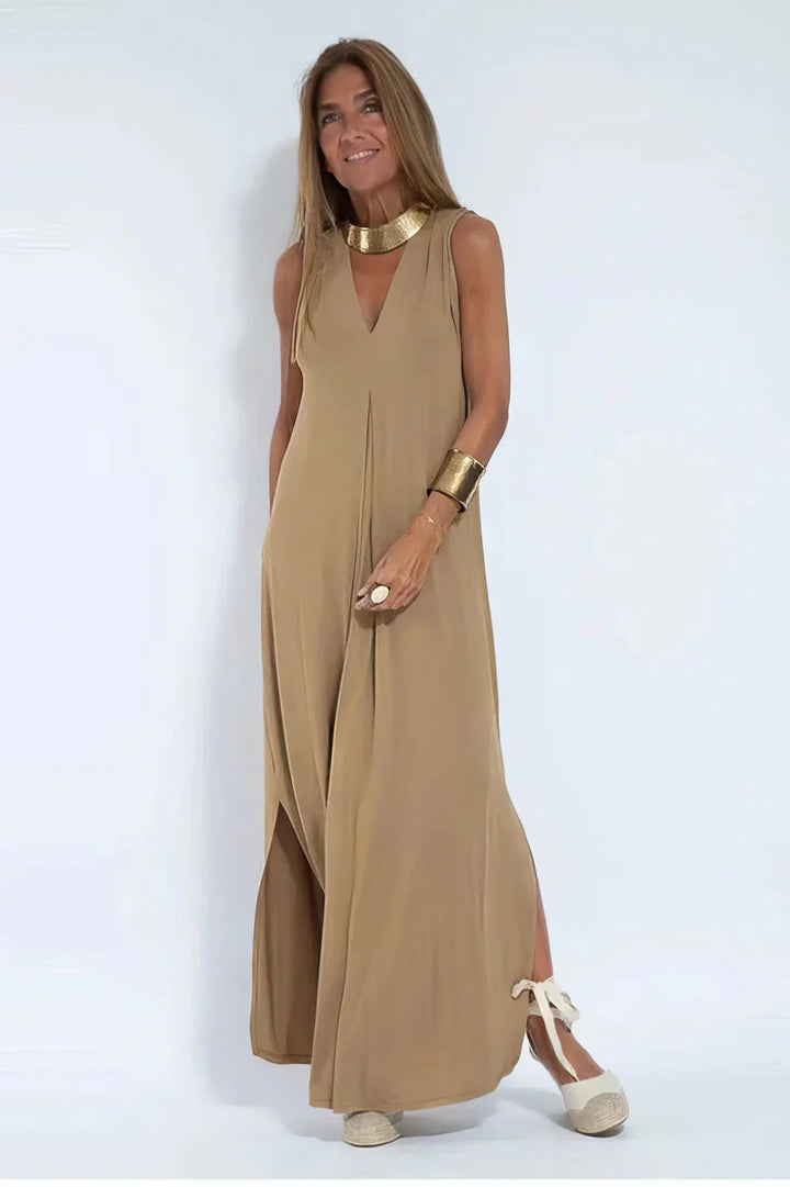 FLORENTINE - ELEGANTES LANGES KLEID MIT STRICKJACKE