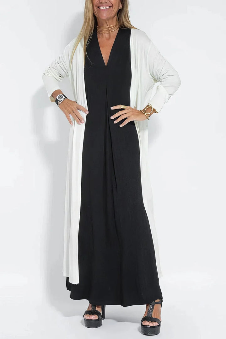 FLORENTINE - ELEGANTES LANGES KLEID MIT STRICKJACKE
