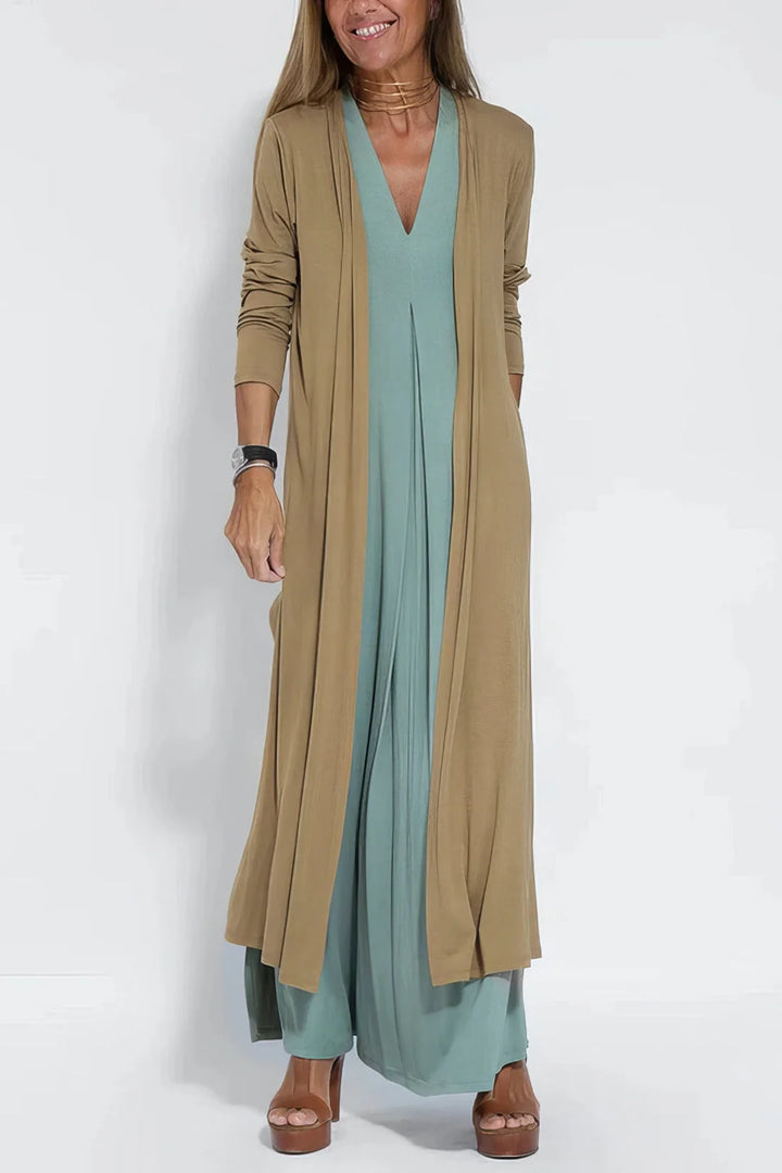 FLORENTINE - ELEGANTES LANGES KLEID MIT STRICKJACKE
